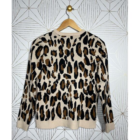 Tahari Pull Over Sweater Soft Leopard Animal Print Brown Black Size Medium $80 - Picture 12 of 12